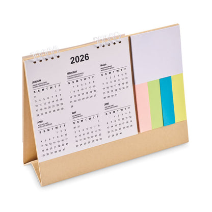 Vista lateral de calendario de 4 años con pos it