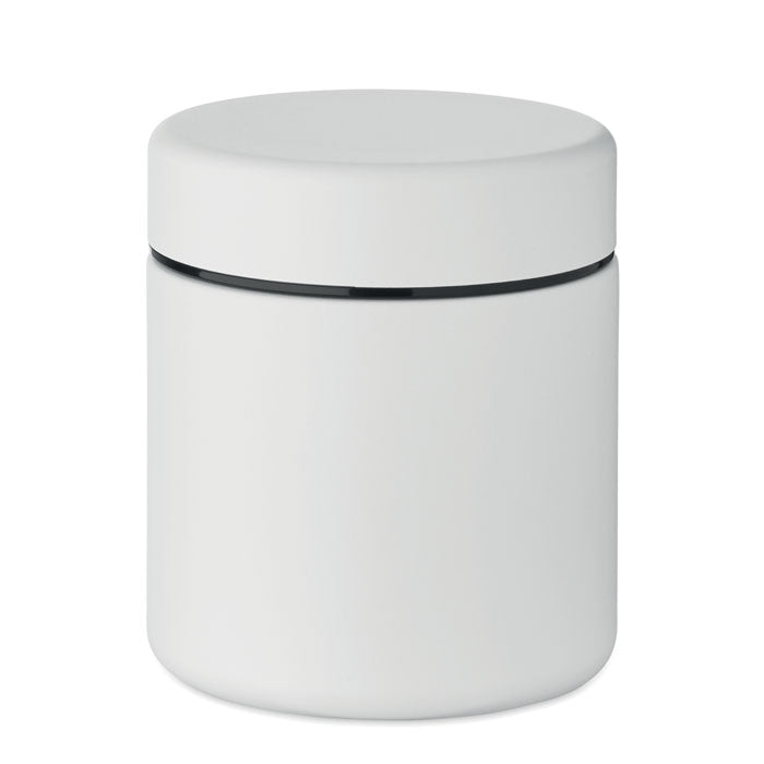 Vista frontal de un termo blanco de acero, el GOSNACK - Tarro termo de doble pared.