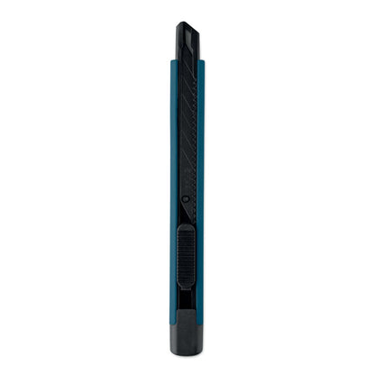 Cúter azul con hoja de acero al carbono