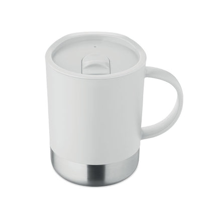 Vaso de PP blanco con impresión vista frontal