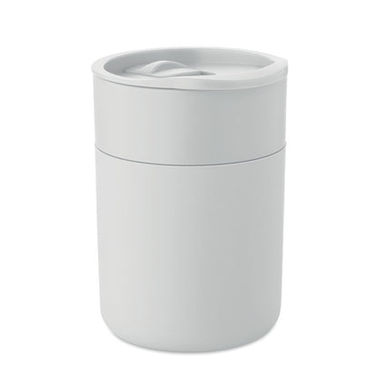 Vaso blanco de PP con tapa corredera