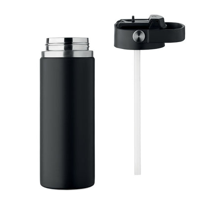Botella de doble pared negra con diseño anti fugas