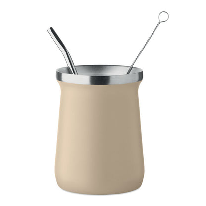 Vaso de yerba mate en color beige