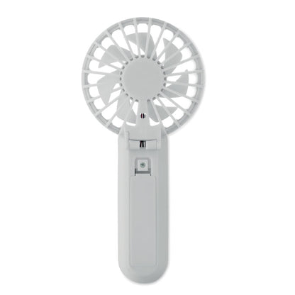 Ventilador blanco plegado en posición vertical