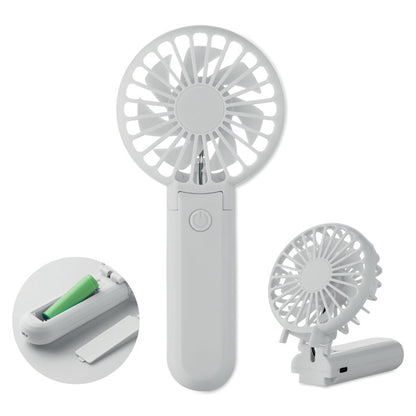 Ventilador portátil plegable blanco con cabezal circular