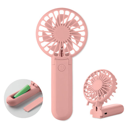 Ventilador rosa en posición de escritorio