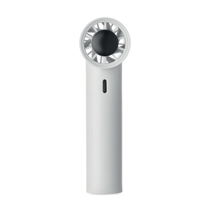 Ventilador de mano blanco visto de frente