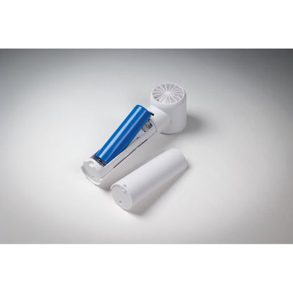 Ventilador de mano blanco con cabezal lateral