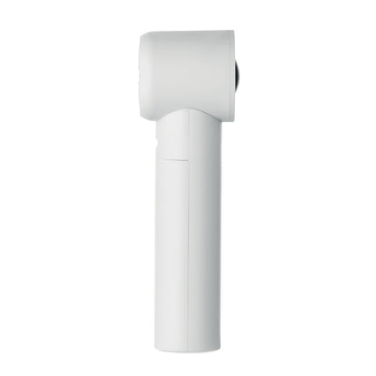 Ventilador mini de mano blanco con tapa protectora