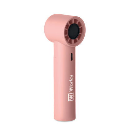 Ventilador rosa con tapa protectora colocada