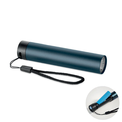 Linterna de aluminio azul vista horizontal