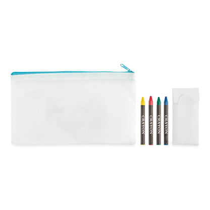 Estuche infantil visto por detrás con cremallera azul