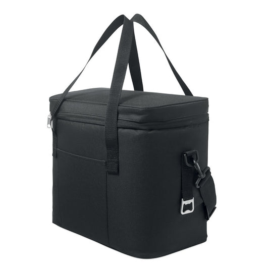 GELID - Bolsa nevera RPET 18L en color negro con asas y bandolera ajustable, ideal para mantener alimentos fríos.