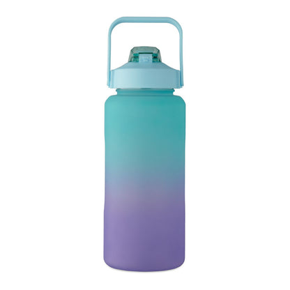 Botella azul con tapa abatible