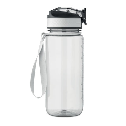 Botella deportiva transparente con correa lateral