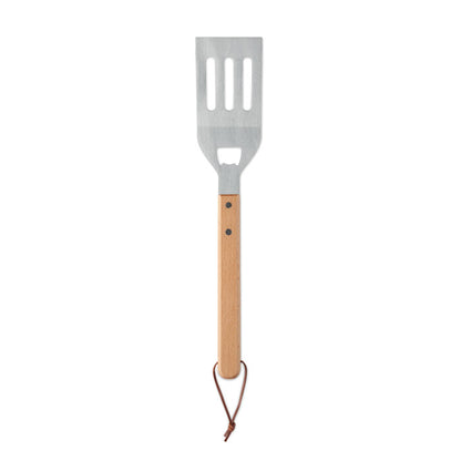 Espátula para barbacoa de acero inoxidable con mango de madera