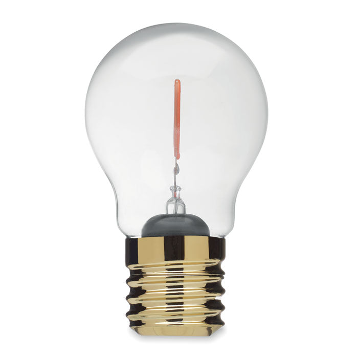 LUMIGLOW - Bombilla LED decorativa con diseño de filamento en vidrio y base dorada.