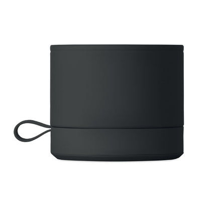 Altavoz Bluetooth negro vista frontal con asa lateral