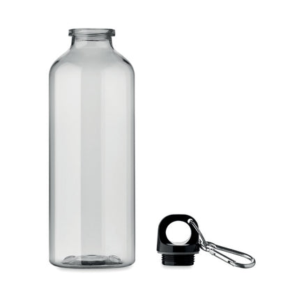 Botella RPET transparente con tapón y mosquetón aparte