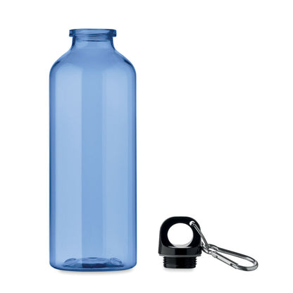 Botella RPET azul con tapón y mosquetón aparte