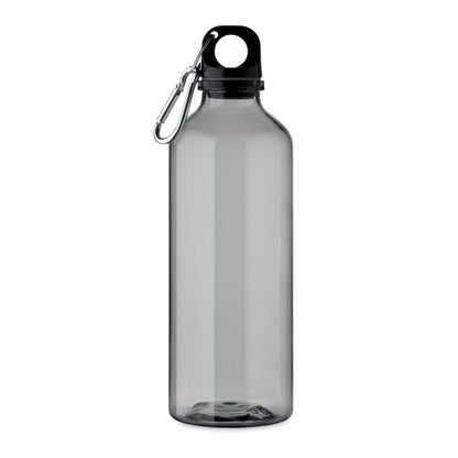 Botella RPET gris translúcida con tapón negro