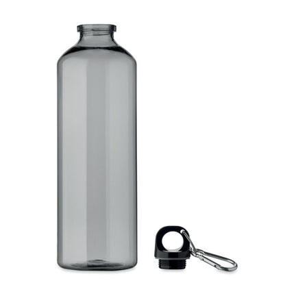 Botella RPET gris translúcida con impresión vertical