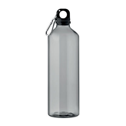Botella RPET gris translúcida con mosquetón, vista frontal