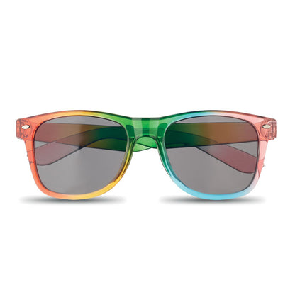 Vista frontal de gafas de sol arco iris con protección UV
