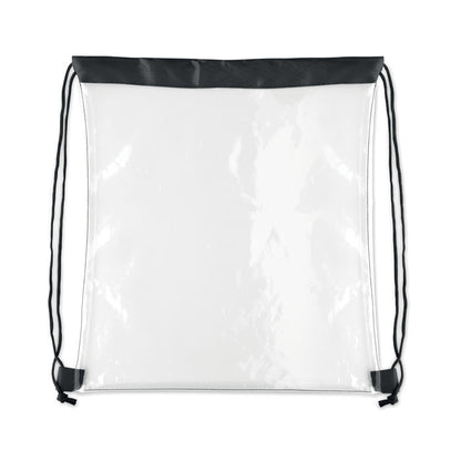 Bolsa transparente con cordones negros vista trasera