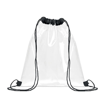 Bolsa transparente de cuerdas con cordones negros