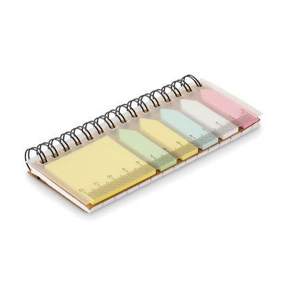 Set de notas adhesivas con anillas y marcapáginas de colores