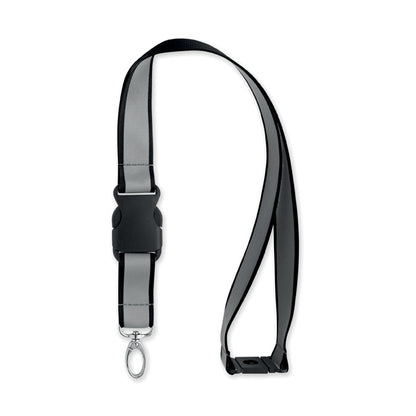 Lanyard RPET con cinta y mosquetón visto de frente