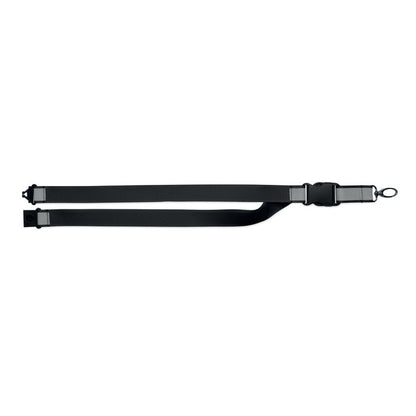 Lanyard RPET negro con acabado reflectante
