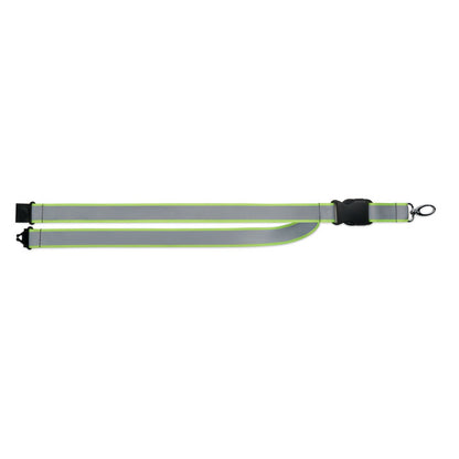Lanyard reflectante verde colocado en horizontal