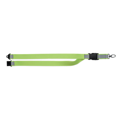 Lanyard RPET verde con acabado reflectante