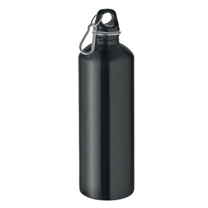 Botella de acero inoxidable 1000 ml negra vista frontal
