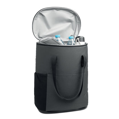 Mochila nevera abierta mostrando interior isotérmico
