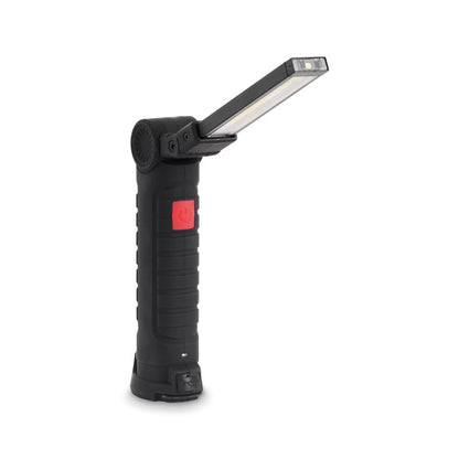 Luz de trabajo recargable con brazo giratorio abierta