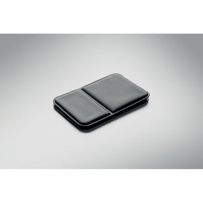 Vista trasera del estuche plegable del espejo compacto