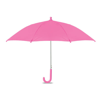 Paraguas infantil rosa abierto visto de frente