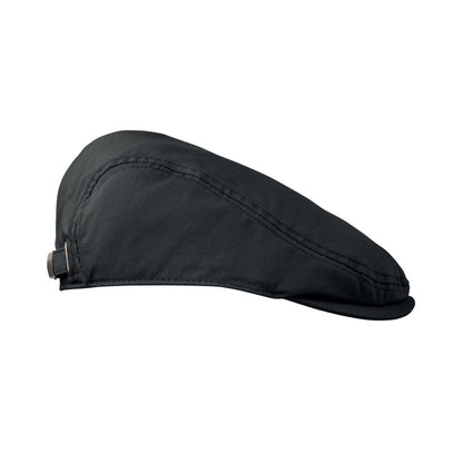 Gorra Newsboy negra vista lateral baja