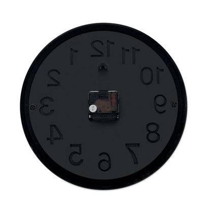 Reloj de pared negro mate, vista frontal
