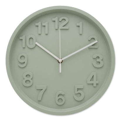 Detalle lateral de reloj de pared verde claro