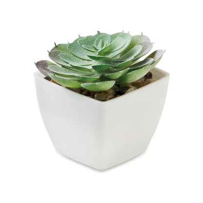 Mini planta artificial tipo suculenta en maceta blanca