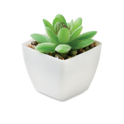 Mini planta artificial tipo suculenta en maceta blanca