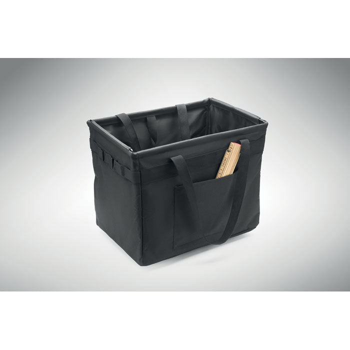 FORM - Organizador RPET plegable en color negro, ideal para compras y almacenamiento de herramientas.