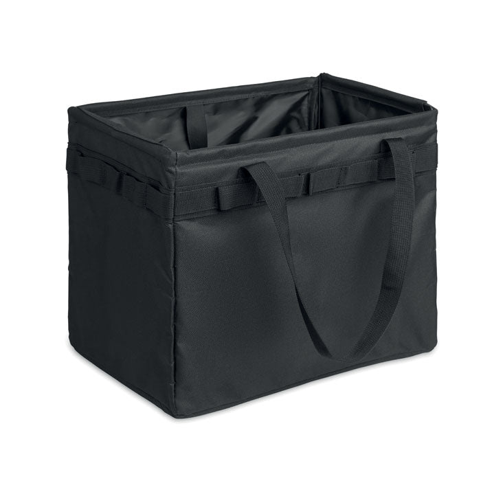 FORM - Organizador RPET plegable en color negro, ideal para compras, picnics y almacenamiento organizado.
