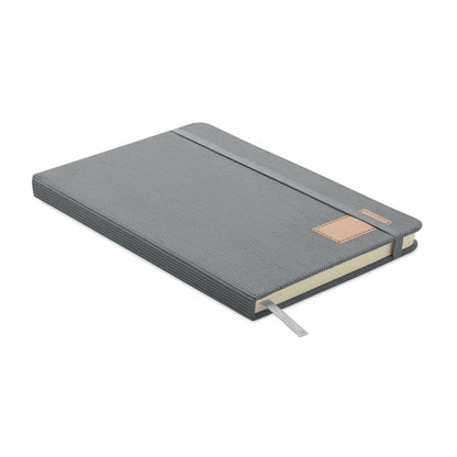 Libreta A5 gris con tapa dura y banda elástica