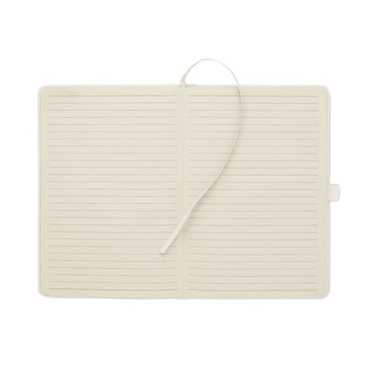 Libreta A5 beige cerrada vista lateral