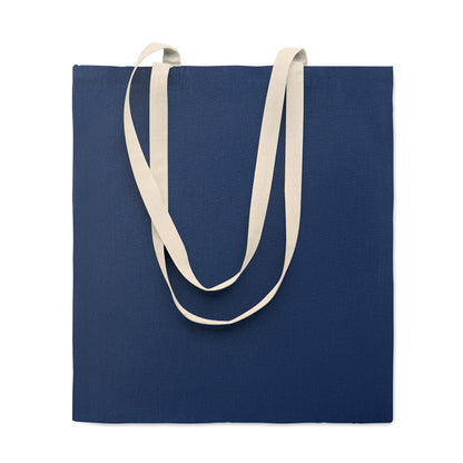 Bolsa de algodón azul marino con asas largas